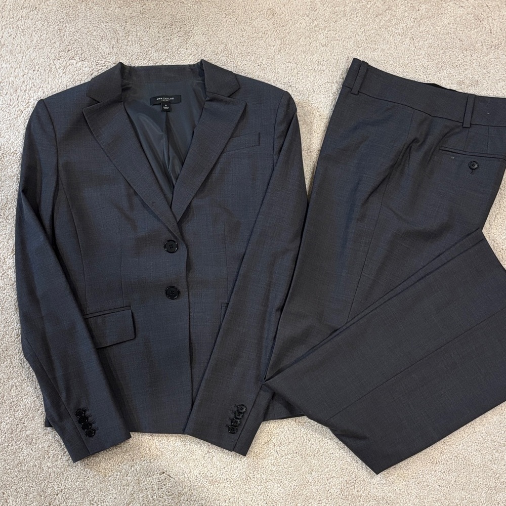 Ann Taylor Dark Gray bespoke look wool blend Suit